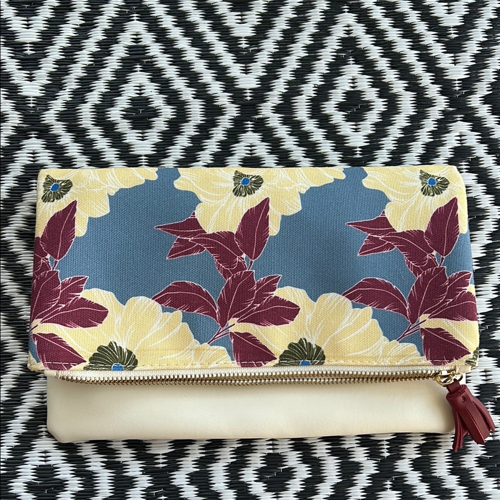 Rachel Pally Cream Clutch with Floral Design
